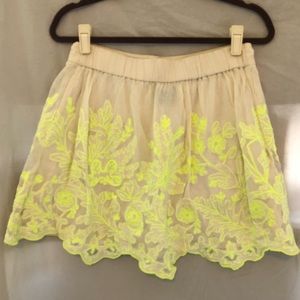 Anthropologie neon mini skirt